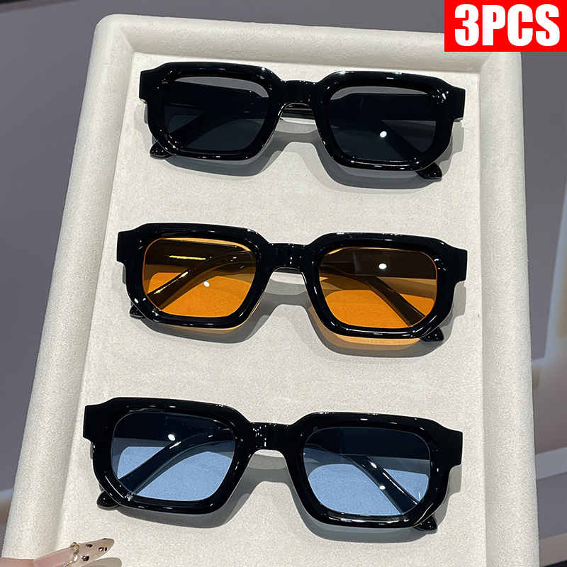 Luxury Lifestyle Products - 2/3PCS แว่นตากันแดดกรอบสี่เหลี่ยมวินเทจสำหรับผู้หญิงแฟชั่นย้อนยุคแบรนด์หรูดีไซน์ UV400 แว่นตากันแดดแว่นตาผู้ชายแว่นตา